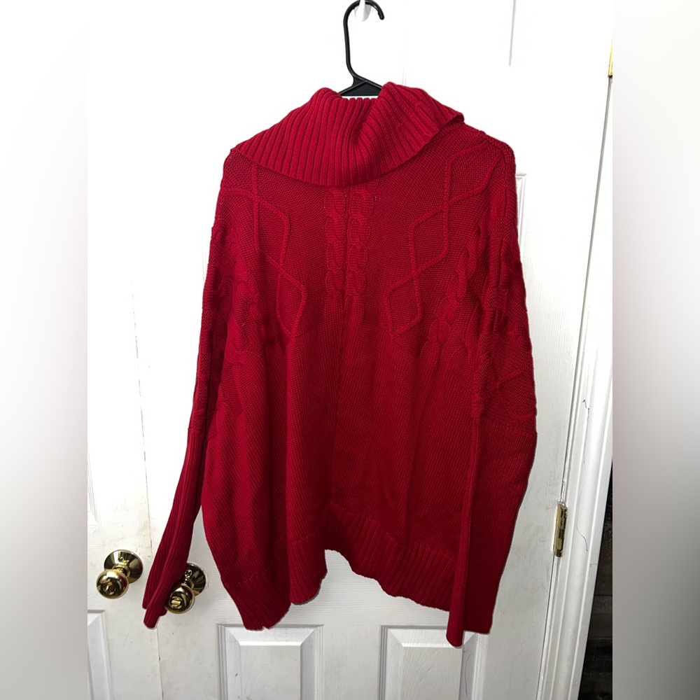 Chaus Solid Red Chunky Knit Open Front Cardigan S… - image 4